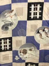 Kimono japonais ancien treillis de ferraille avec lapin chiot poussin moineau...