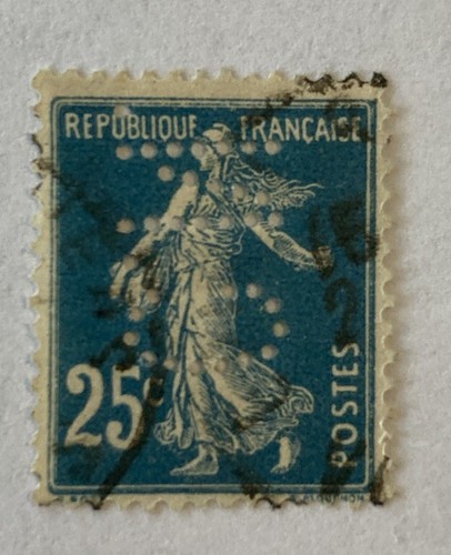 Timbre perforé semeuse - perforé, 25c