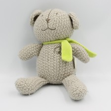 Doudou ours gris vert laine
