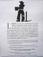 PUBLICITÉ DE PRESSE 1908 LE PHONOGRAPHE EDISON - COMPAGNIE FRANÇAISE