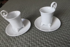 2 tasses à café porcelaine blanche