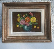 peinture ancienne fleurs huile