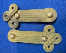 MILITARIA PAIRE D EPAULETTES TREFLES OR OFFICIER SUPERIEUR ARTILLERIE DE MARINE