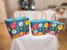 Lot 3 paniers Bleu cabas sac