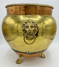 Large antique french brass and copper planter early 1900's