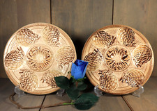 French Antique Majolica Oyster Plate PAIR Crabs Shells SARREGUEMINES 1950s