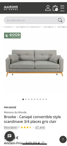 Canapé scandinave gris - canapé,