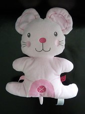 *. DOUDOU SEMI PLAT  NICOTOY KIABI SOURIS ROSE 27cms  rond & croix - ETAT NEUF*