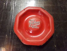 Cendrier en tole émaillée bière brasserie PECHEUR FISCHER BRAU Alsace