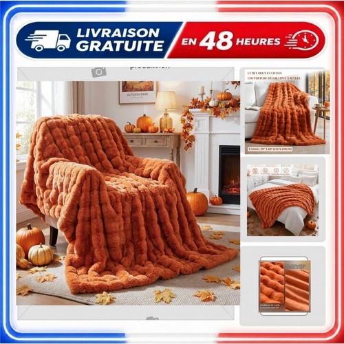 Plaid fausse fourrure - fausse, lapin