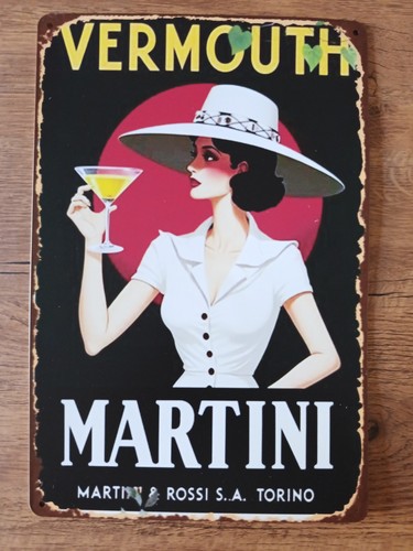 Plaque métal martini rosso - en,