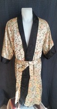Peignoir Kimono en soie brodée début XXe Robe de chambre Lampas fleurs Louis XVI