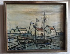 Tableau Marine de Michel Marie Poullain : peinture à l'huile avec encadrement