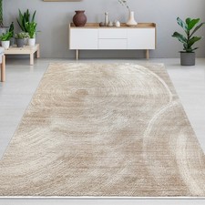 Tapis beige design moderne circulaire doux facile d'entretien