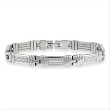 Acier Inoxydable Rectangulaire Hommes Bracelet Lien, 19.1cm