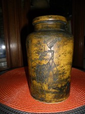 SUPERBE  VASE   JACQUES BLIN   DECOR  PARIETAL  TAUREAU/CHASSEUR