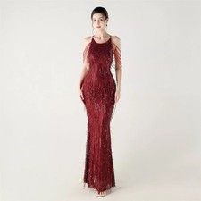 Robe Longue Rouge Foncé Avec