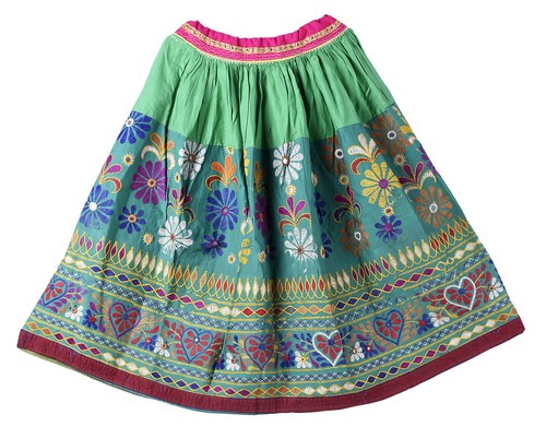 Jupe indien coton brodé à - brodé,