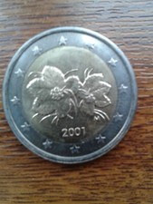 pièce neuve 2,00 euros normale finlande 2001