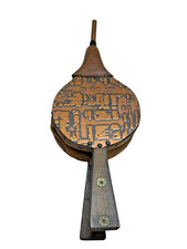 ANCIEN SOUFFLET ACCESSOIRE DE CHEMINÉE CUIVRE ET CUIR SUPERBE ÉTAT