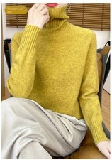 Pull à Col Roulé Femme jaune