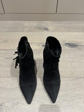 Couture sublime boots en Daim Noir Avec Franges Yves Saint Laurent