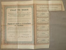 Ville de Bahia (Brésil) - Emprunt de Consolidation 5% Or 1916