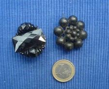 B25 2 broche Deuil Jais Perle