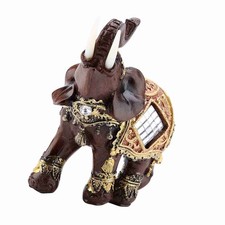 Lucky Feng Shui Wood Grain Elephant Statue Sculpture Wealth Figurine Gift Home