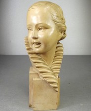 1920/1940 B. REZL STATUE SCULPTURE BUSTE ART DECO TERRE CUITE FEMME VILLENAUXE