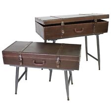 TABLE CONSOLE ANCIENNE VALISE 80cm L. STYLE COLONIAL TABLE D'APPOINT TABLE BA...