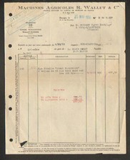 BOURGES (18) CONCESSIONNAIRE de MACHINES AGRICOLES "R. WALLUT & Cie" en 1934