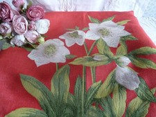 Grande housse coussin rouge fleurs Art de Lys France neuve 45/45cm