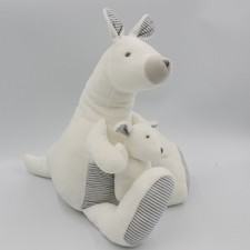 Doudou kangourou blanc rayé