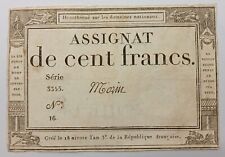 Billet ASSIGNAT DE CENT FRANCS 1795 Signé MORIN (Signature N°38/50)