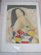 Alain Bonnefoit / Lithographie numérotée et signée Nu à la robe d'été