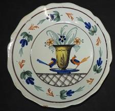 Assiette de mariage 19ème : 2 oiseaux (La Rochelle? Nevers?)