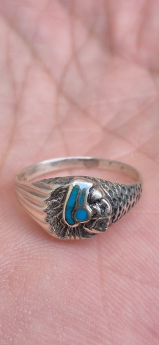 Bague ancienne tête indien - ancienne,