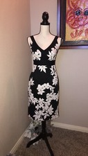 White House Black Market Sz 0 Fit Flare Dress Rose Floral Cocktail Party