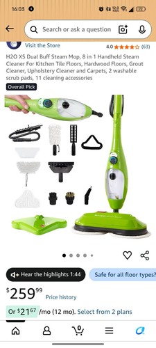 H2o dual buff steam mop - h2o,