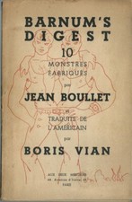RARE EO 1948 BORIS VIAN + JEAN BOULLET + DÉDICACE & DESSIN : BARNUM'S DIGEST