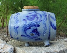 Ancien vinaigrier en grès d'Alsace bleu cobalt