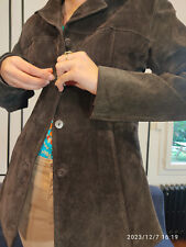 veste  femme cuir veritable chocolat daim nubuk