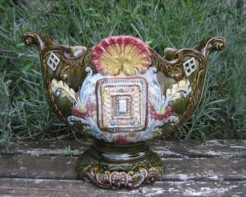 Ancienne jardinière barbotine - ancienne,