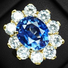 Magnifiques bagues ovales en argent sterling 925 saphir bleu royal 8,05 carat...