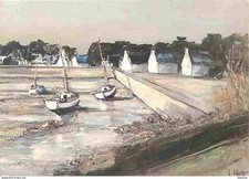 Art - Peinture - Georges Laporte - Port breton à marée basse - Flamme Postale de