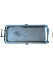 Plateau de Service Ancien Métal Argenté avec entrelacs - Élégance Vintage