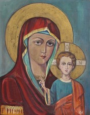 Tableau ancien huile icône