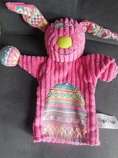 doudou peluche marionnette lapin rose cotelé CORA GLOBE TROTOYS (2 dispo)