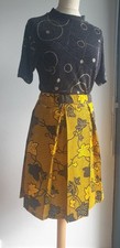 Jupe  Wax. Grand plis Plat. Made In Paris .pièce Unique Taille L OU  44